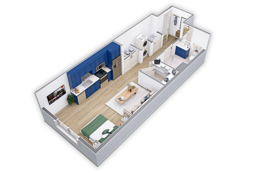 Floor plan for studio, 1 bath, 562 sqft